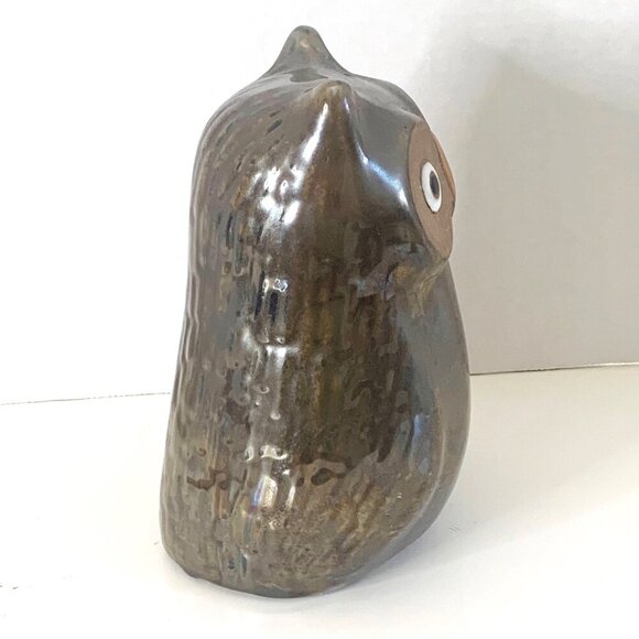 Cute Pottery Earthenware Brown Owl Statue Figurine 8” Tall Home Decor Birds - Picture 2 of 9